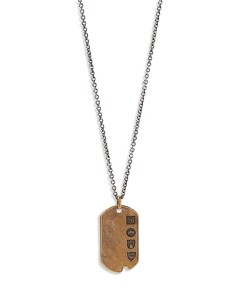 Mens Distressed Dog Tag Two-Tone Pendant Necklace Product Image