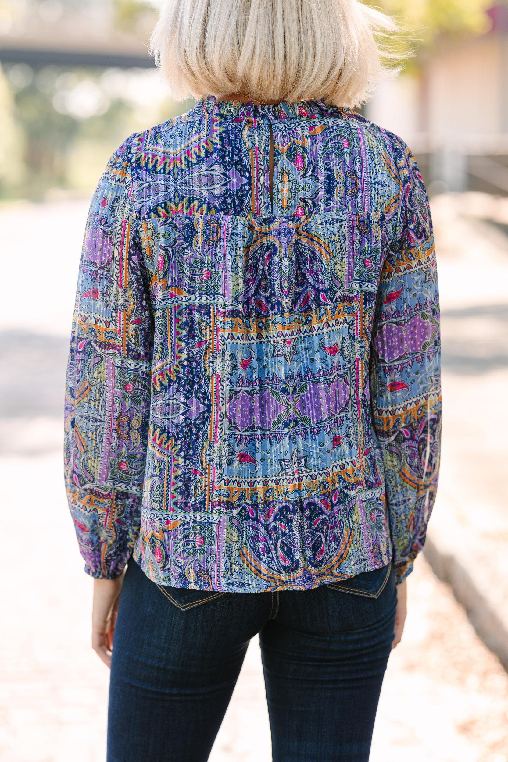 Skies are Blue: The Right Way Lavender Purple Abstract Blouse Female Product Image