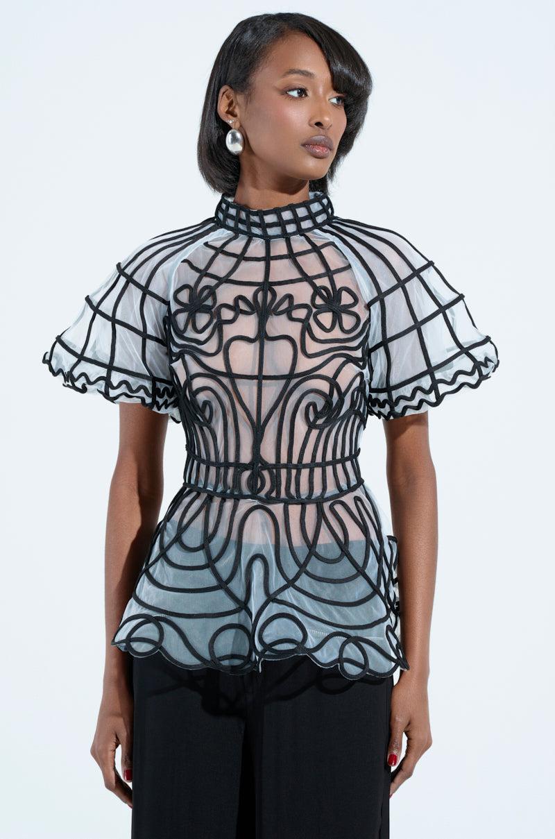 DOLL FACE SHORT SLEEVE STRUCTURED BLOUSE Girls Product Image