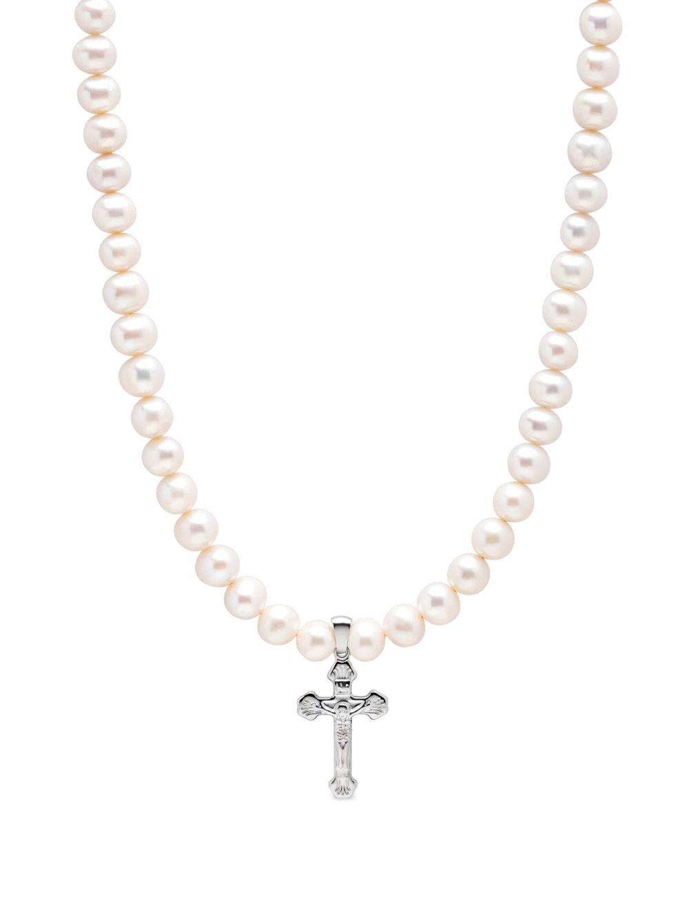 cross-pendant pearl necklace Product Image