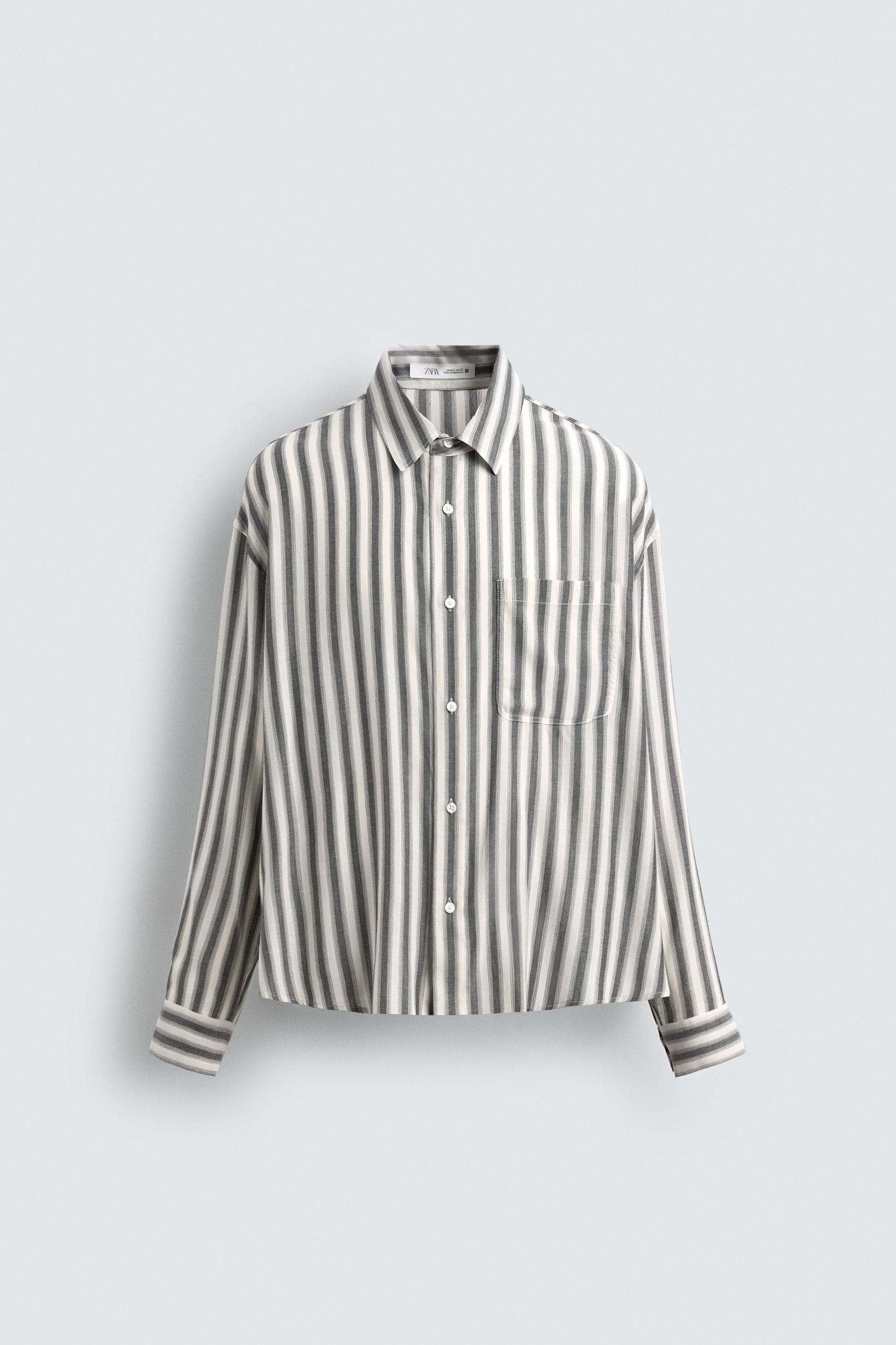 STRIPED COTTON-VISCOSE SHIRT Product Image