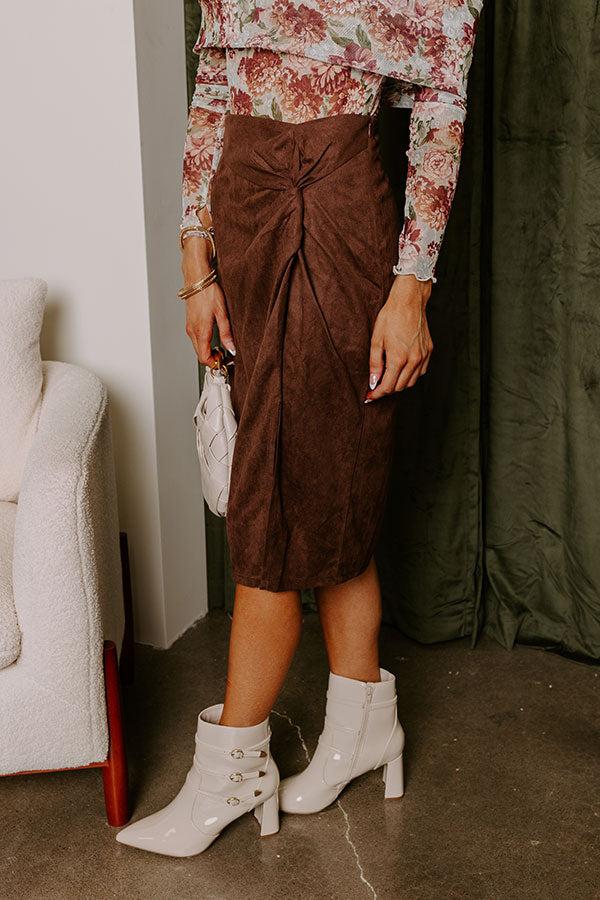 Autumn Harmony Faux Suede Skirt In Chestnut Product Image