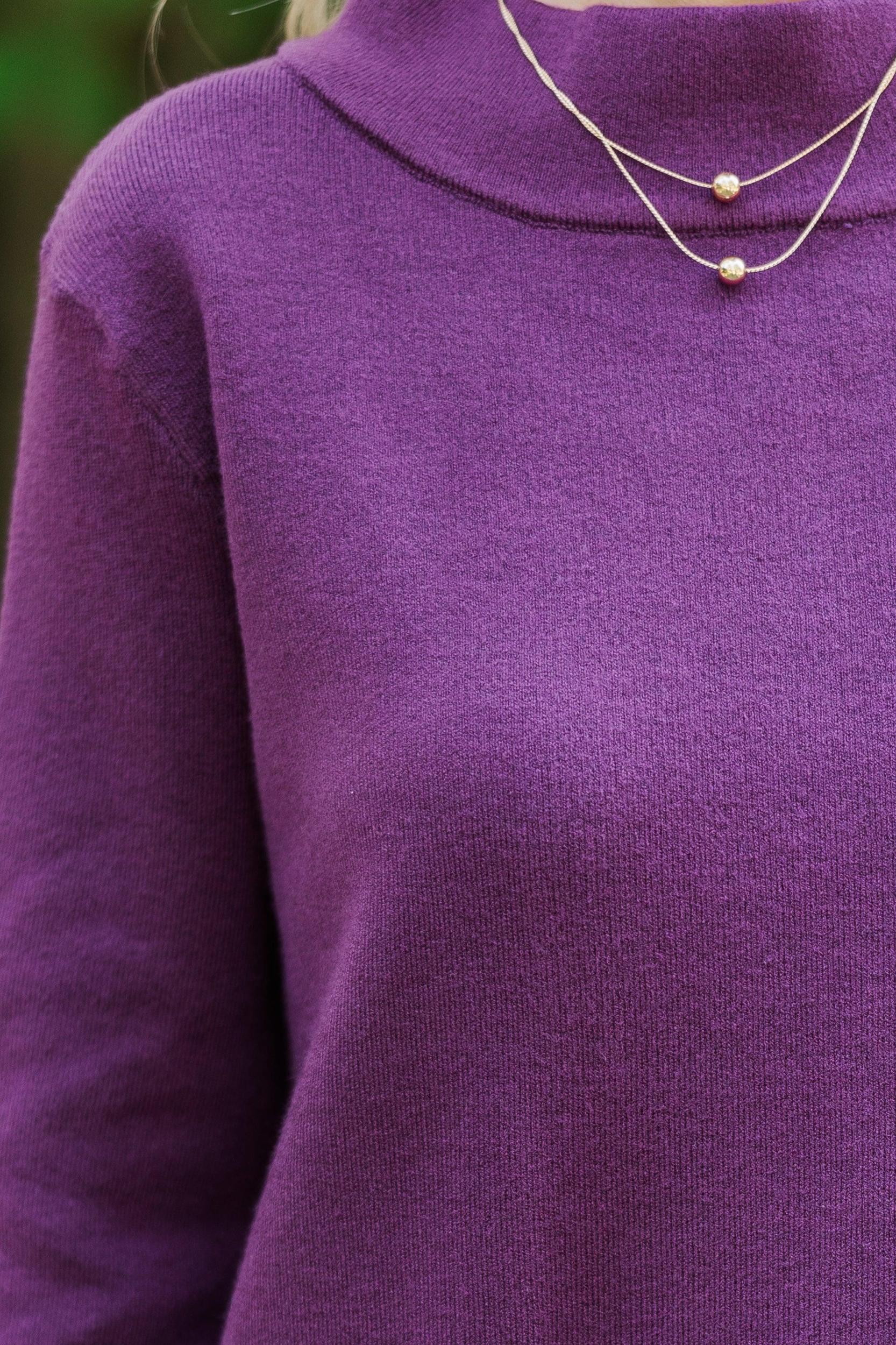 Just A Feeling Plum Purple Mock Neck Sweater Female Product Image