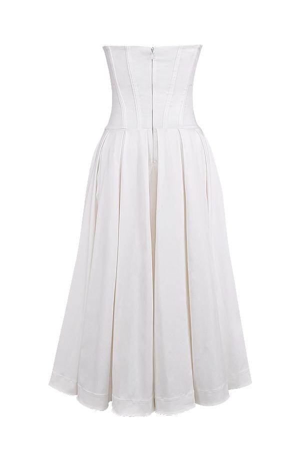 Lady  white strapless midi dress Product Image