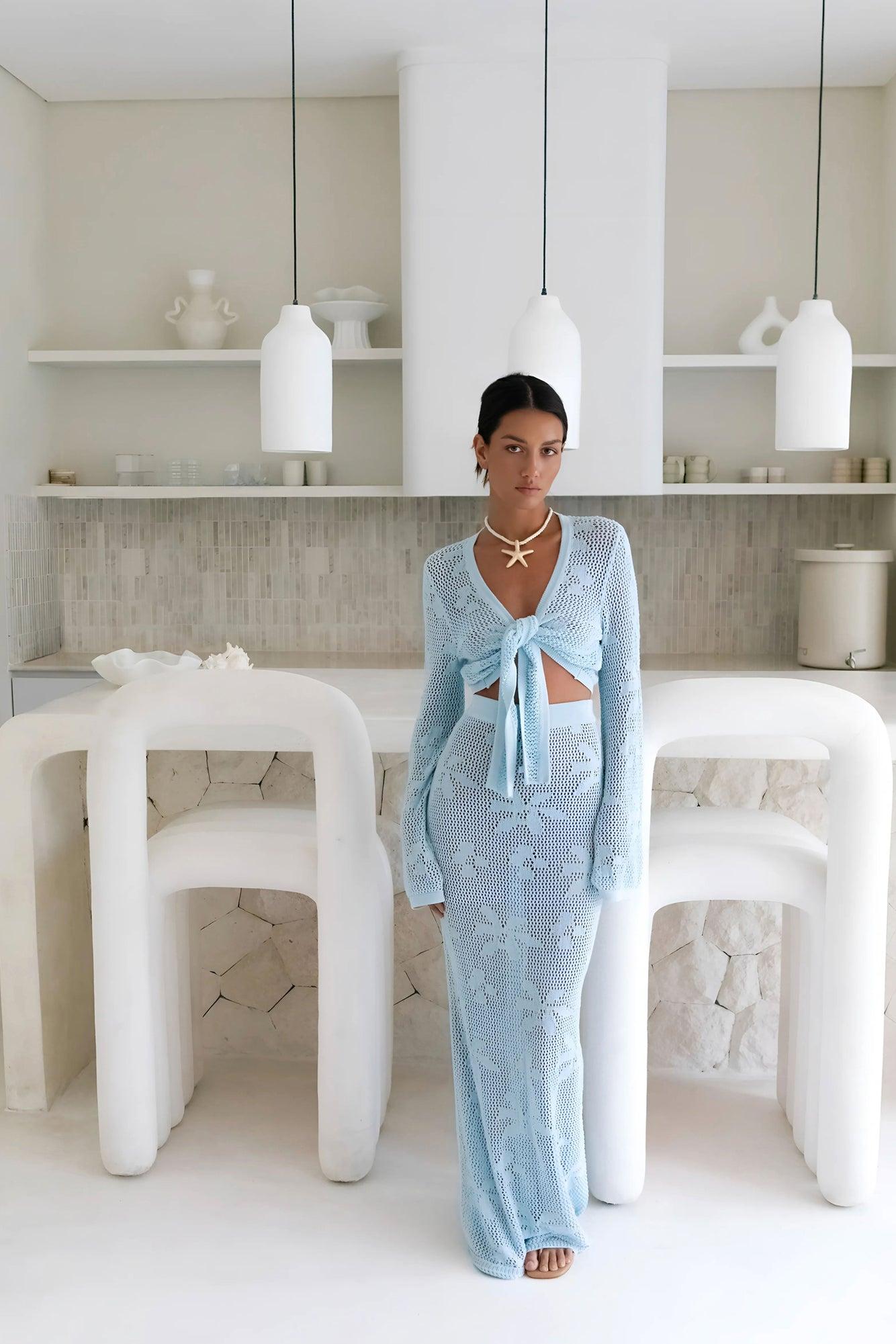 Terra Crochet Maxi Skirt Blue Product Image