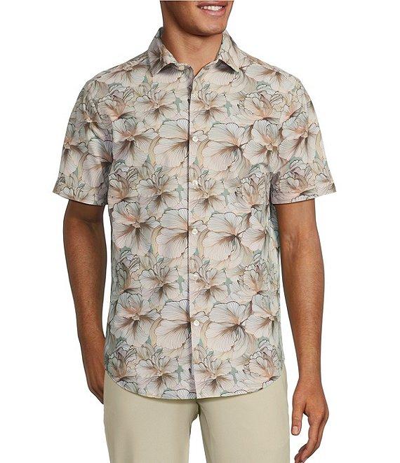 Murano Collezione Slim Fit Floral Print Performance Stretch Short Sleeve Woven Shirt Product Image