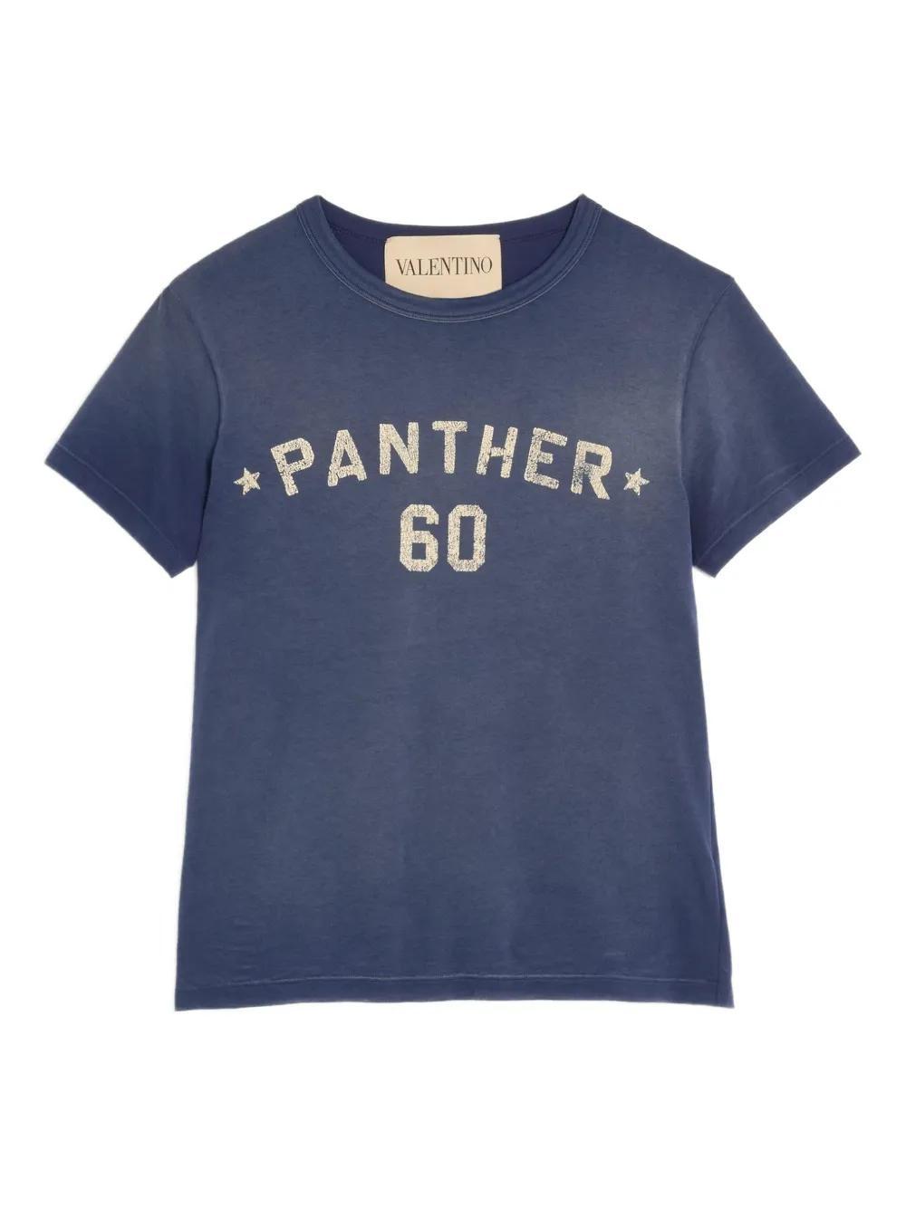 VALENTINO Garavani Navy Cotton T-shirt In Blue Product Image