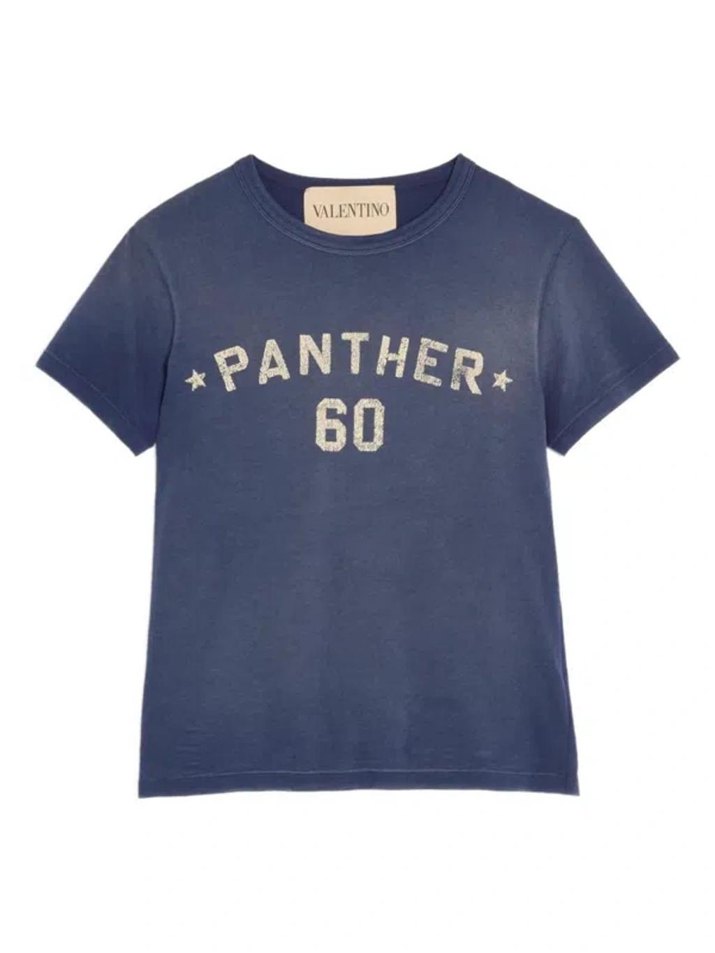 VALENTINO Garavani Navy Cotton T-shirt In Blue Product Image