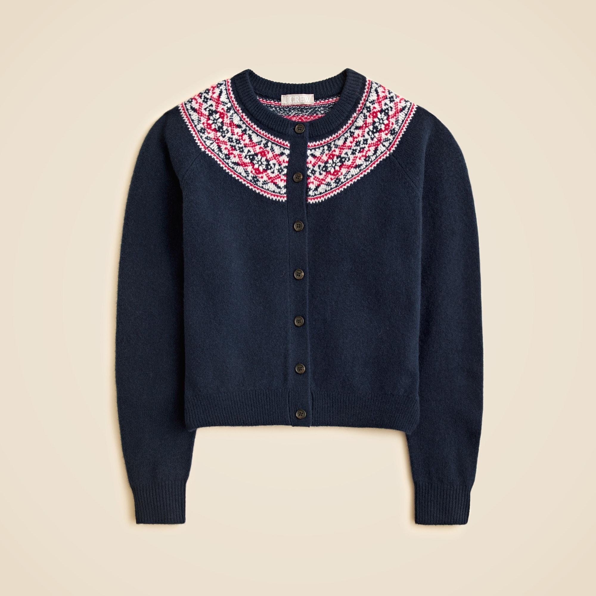 Classic Fair Isle cardigan in vintage wool Product Image