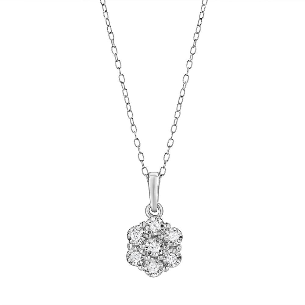 Diamond Brilliance 1/10 Carat T.W. Lab-Grown Diamond Cluster Pendant Necklace, Women's, Size: 18", Silver Tone Product Image