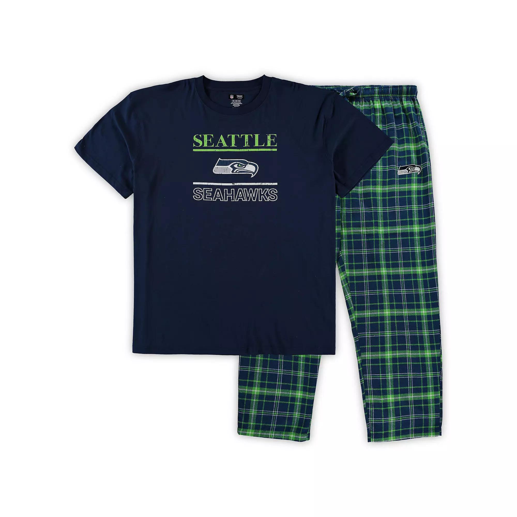 Men's Concepts Sport College Navy Seattle Seahawks Big & Tall Lodge T-Shirt and Pants Sleep Set, Size: 3XB, Blue Product Image