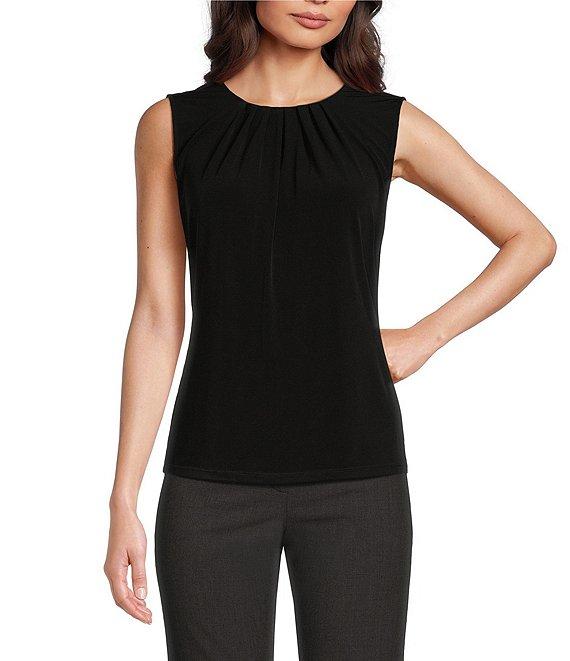 DKNY by Donna Karan Sleeveless Ruched Crew Neck Top Product Image