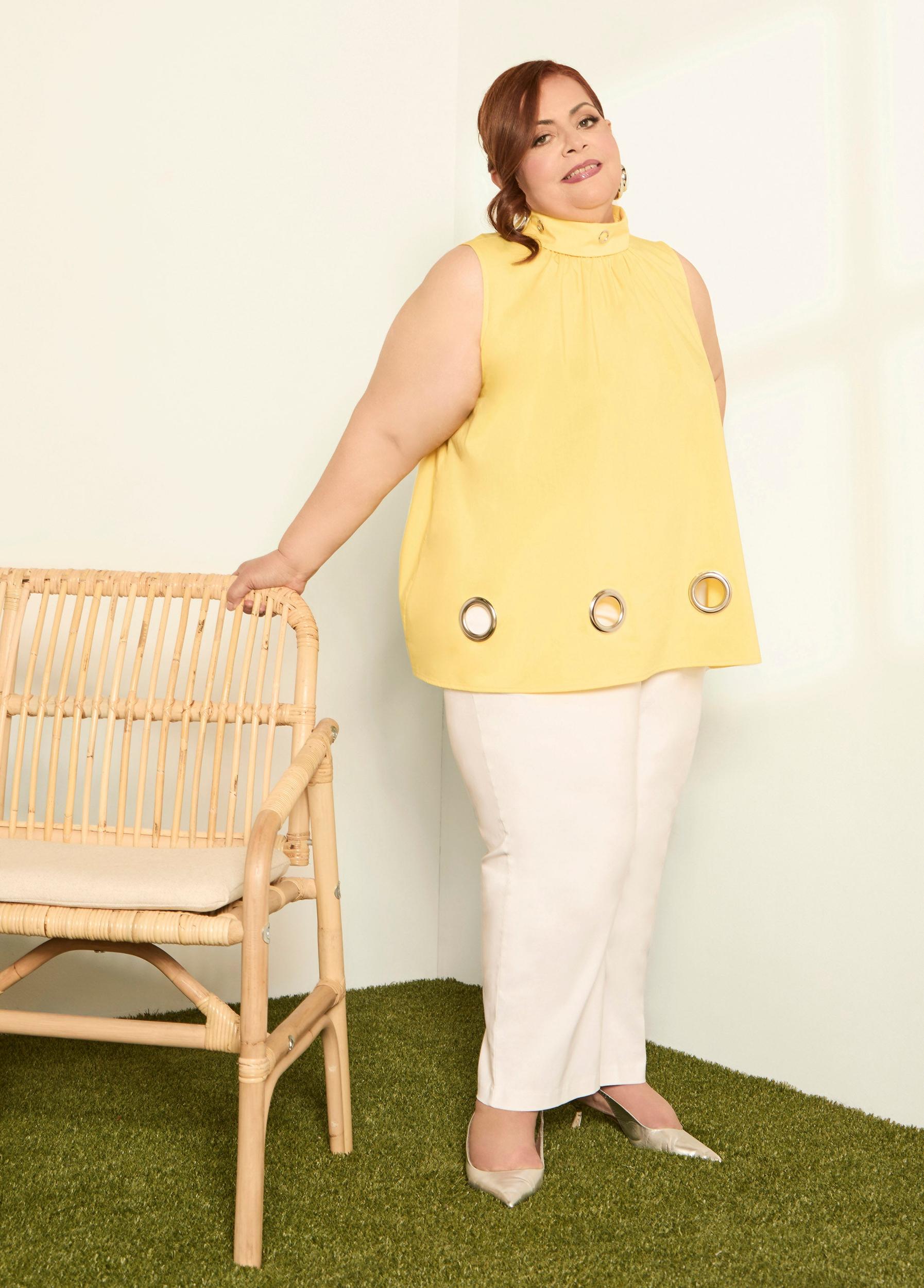 Plus Size Grommet Embellished Poplin Blouse Ashley Stewart Product Image