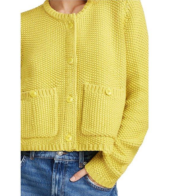 Splendid Andrea Knit Round Neck Long Sleeve Cropped Button Front Cardigan Product Image