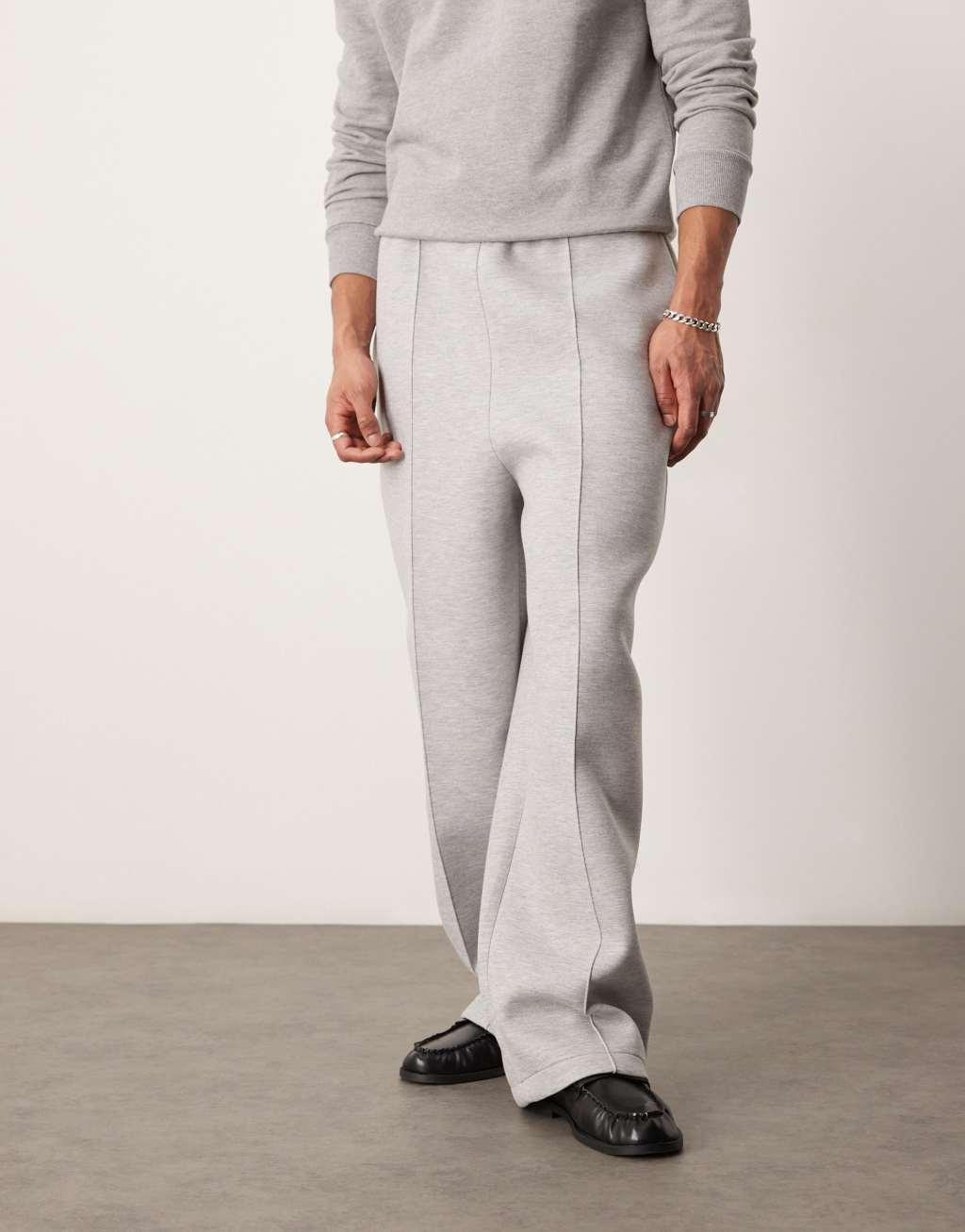 ASOS DESIGN scuba wide leg sweatpants with pintuck in gray Product Image