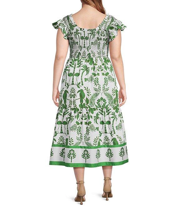 Sugarlips Plus Double Ruffle Poplin Scoop Neck Smocked Midi Dress Product Image