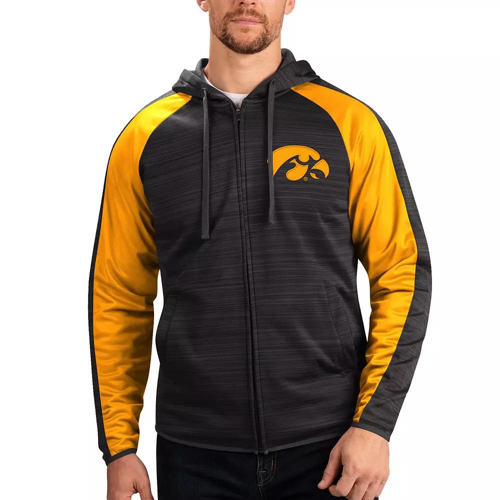 Men's G-III Sports by Carl Banks Black Iowa Hawkeyes Neutral Zone Raglan Full-Zip Track Jacket Hoodie, Size: Medium Product Image
