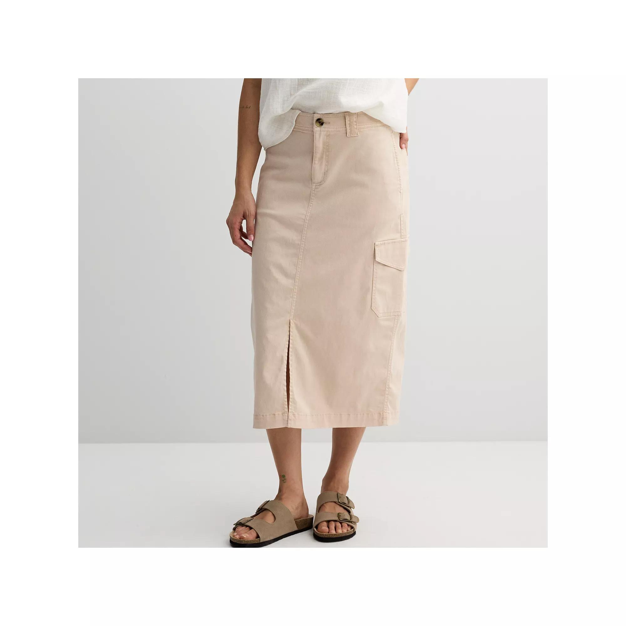 Women's Sonoma Goods For Life® Cargo Midi Skirt, Size: XXL, Bartlett Beige Product Image