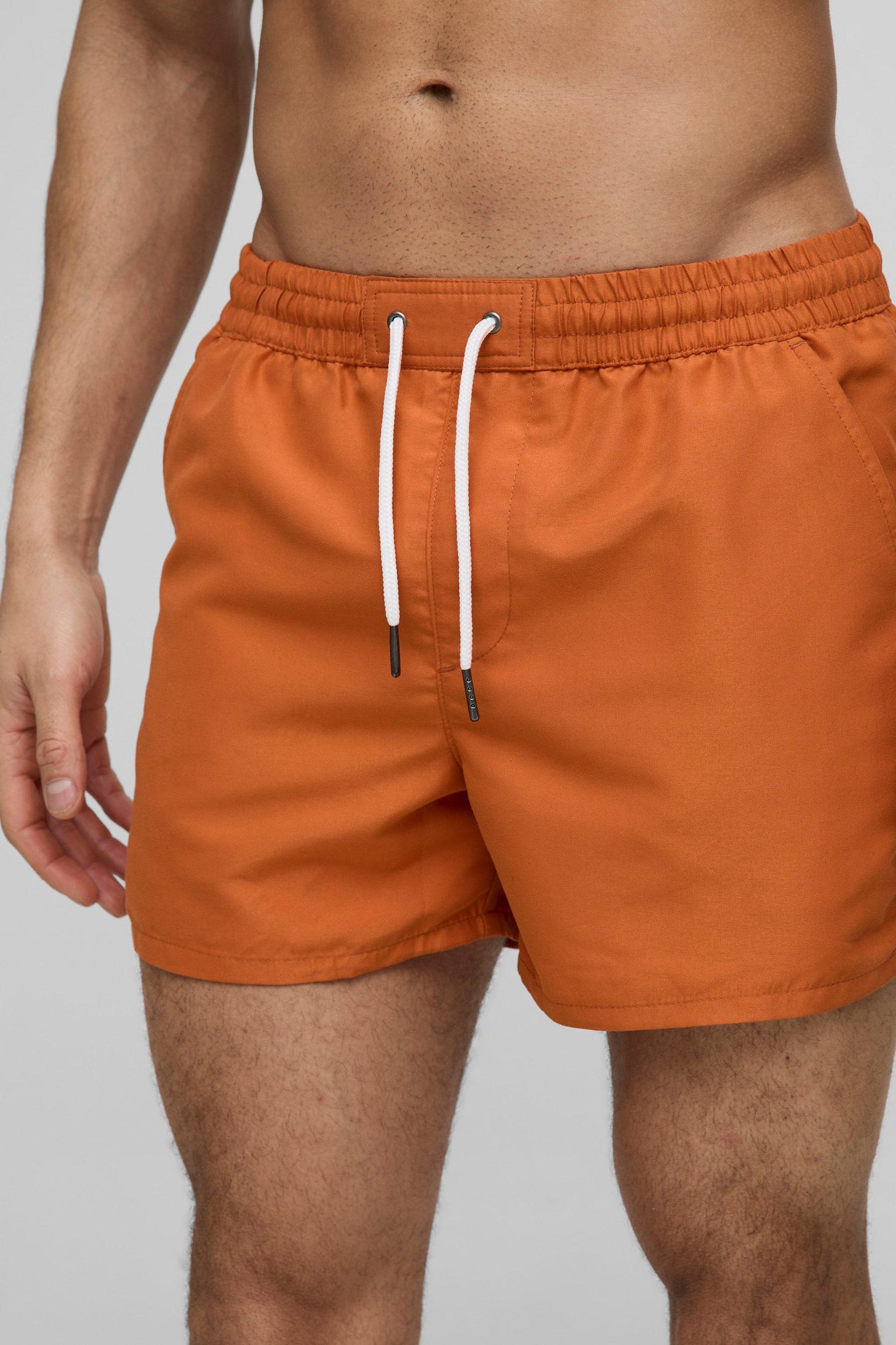 Short Length Plain Swim Trunks | boohooMAN USA Product Image