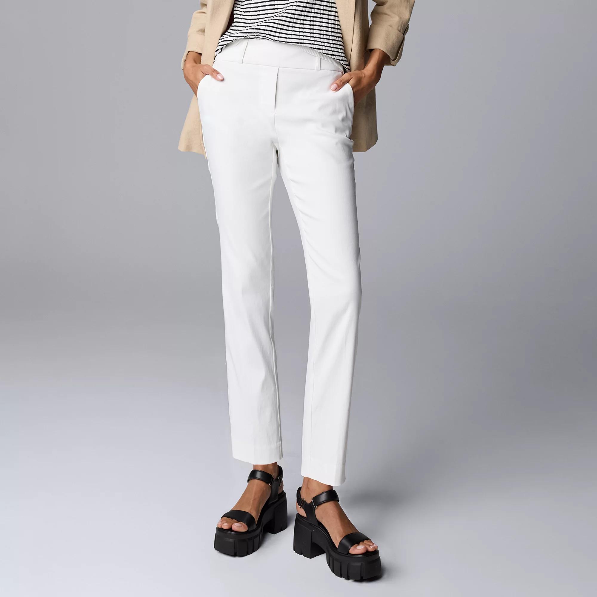 Petite Simply Vera Vera Wang Simply Polished Twill Ankle Pants, Women's, Size: Small Petite, Modern White Product Image