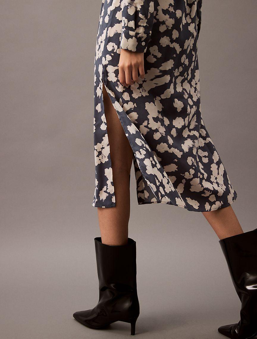 Flowing Print Midi Shirt Dress Product Image