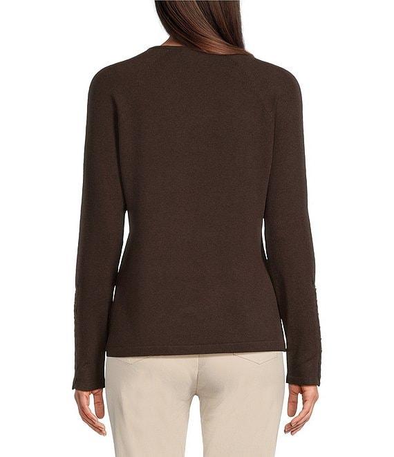 J.McLaughlin Jamey Crew Neck Button Trim Raglan Sleeve Sweater Product Image