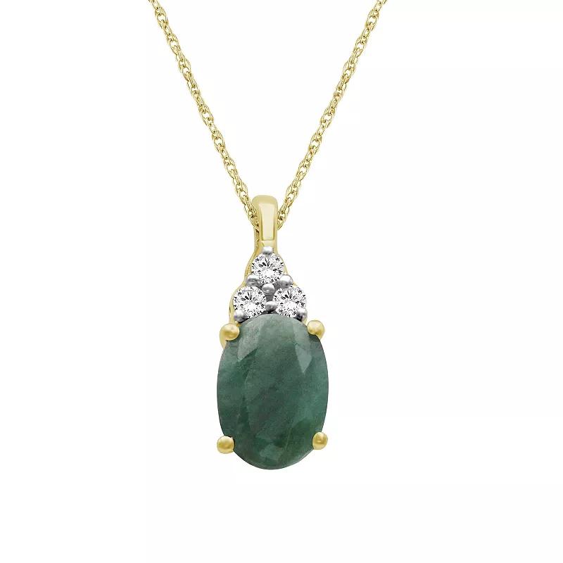 Jewelexcess 10k Gold Gemstone & Diamond Accent Pendant Necklace, Women's, Size: 18", Green Product Image