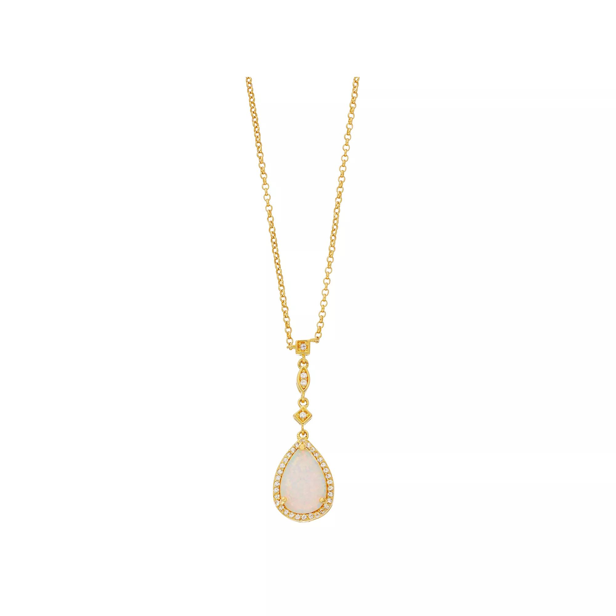 Gemminded 18k Gold Lab-Created Opal Pendant Necklace, Womens Gold Tone Product Image