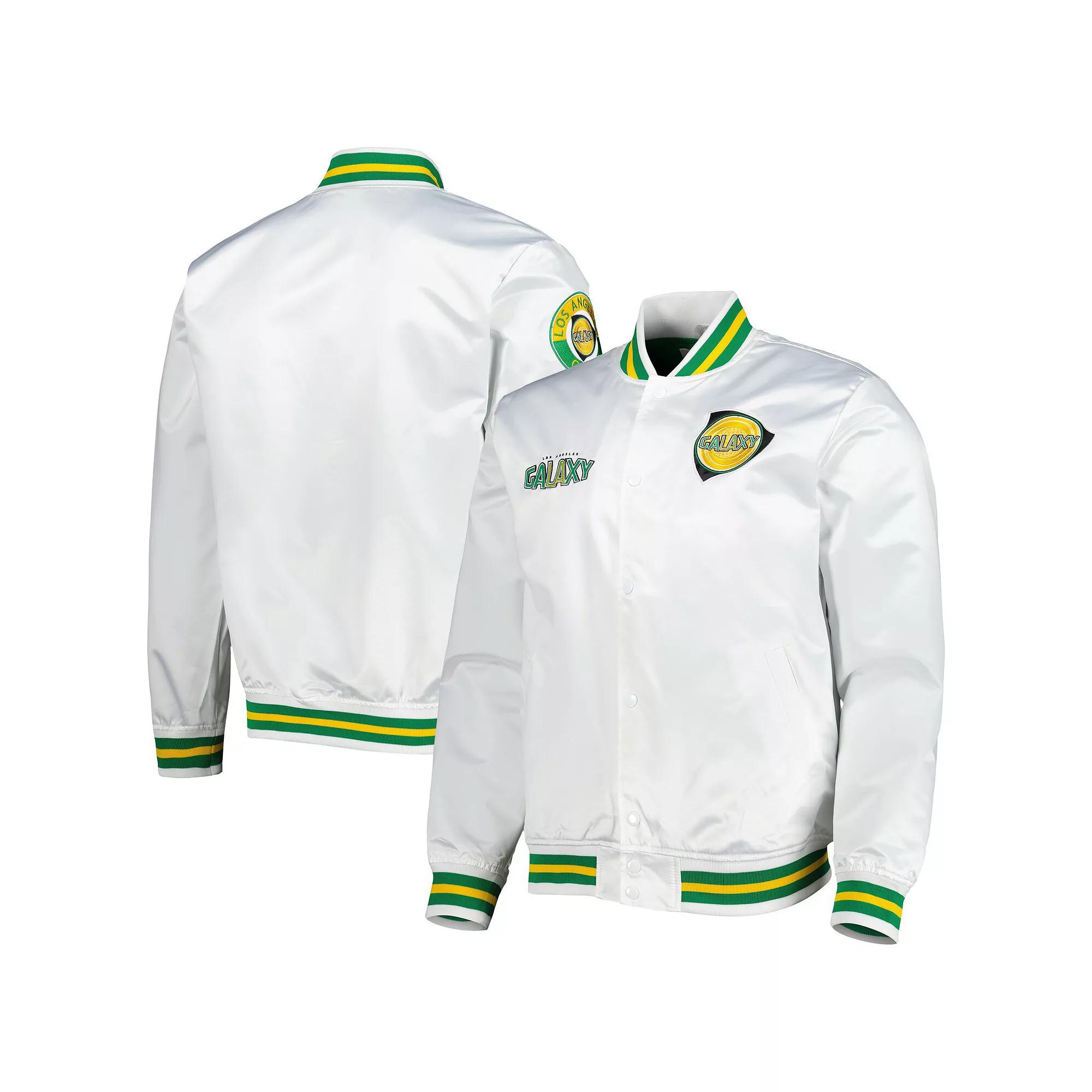 Men's Mitchell & Ness  White LA Galaxy City Full-Snap Satin Jacket, Size: XL Product Image