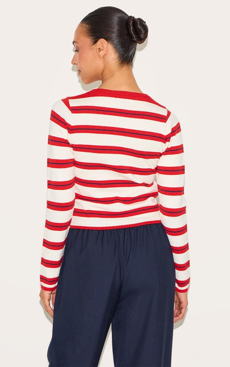 Petite Red Stripe Knitted Stripe Long Top Product Image