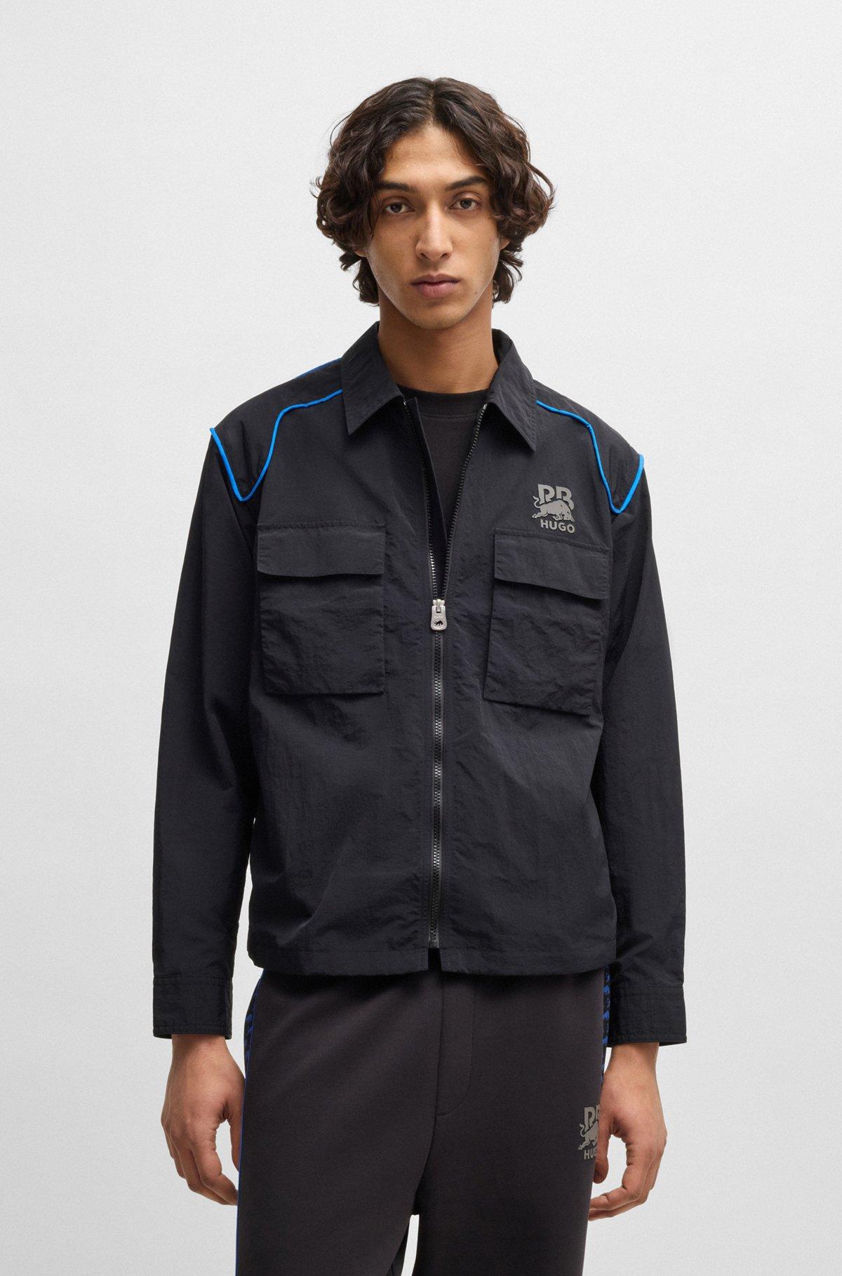 HUGO x RB oversize-fit overshirt with carbon stealth logo Product Image
