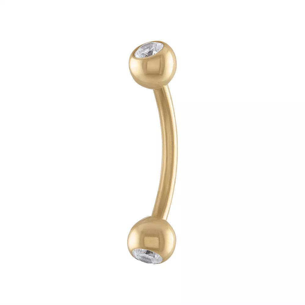 Amella Jewels 14k Gold Over Silver Double Cubic Zirconia Belly Ring, Women's, Gold Tone Product Image