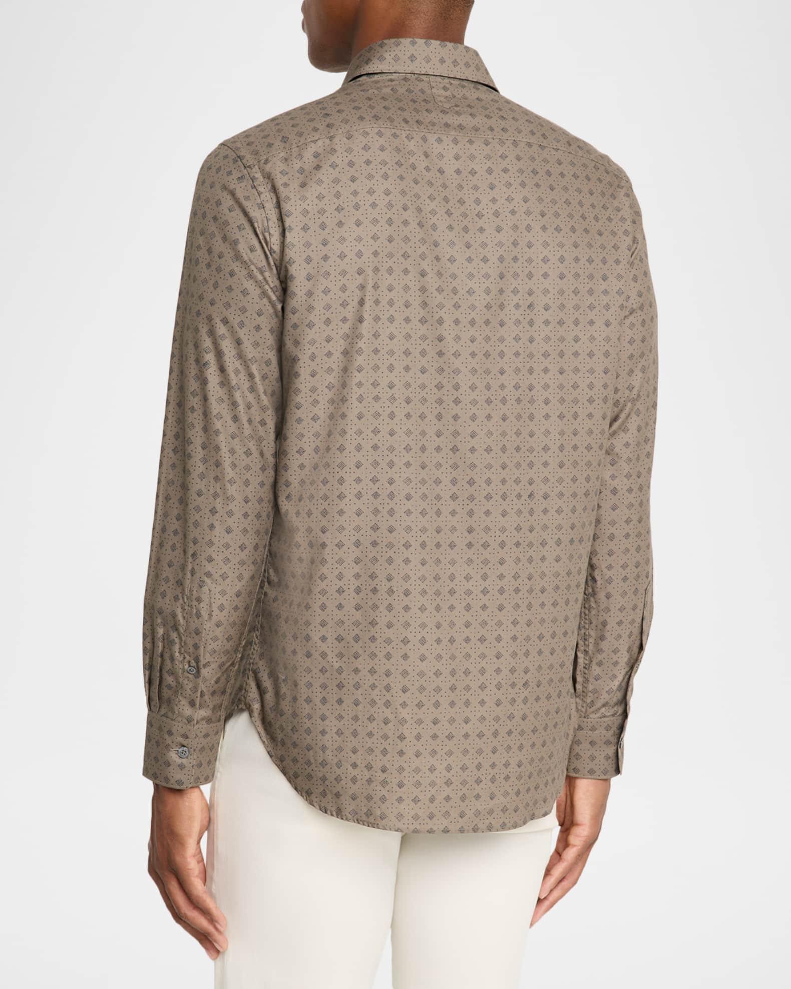 Men's Cotton and Lyocell Geometric-Print Sport Shirt Product Image