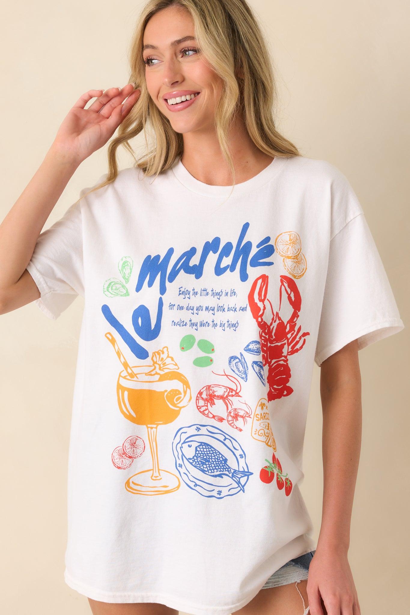 A Taste Of The Coast White Cotton Coastal Graphic Tee Product Image