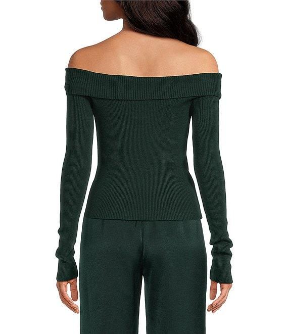 Sage The Label Off-The-Shoulder Neck Long Sleeve Rosette Sweater Top Product Image