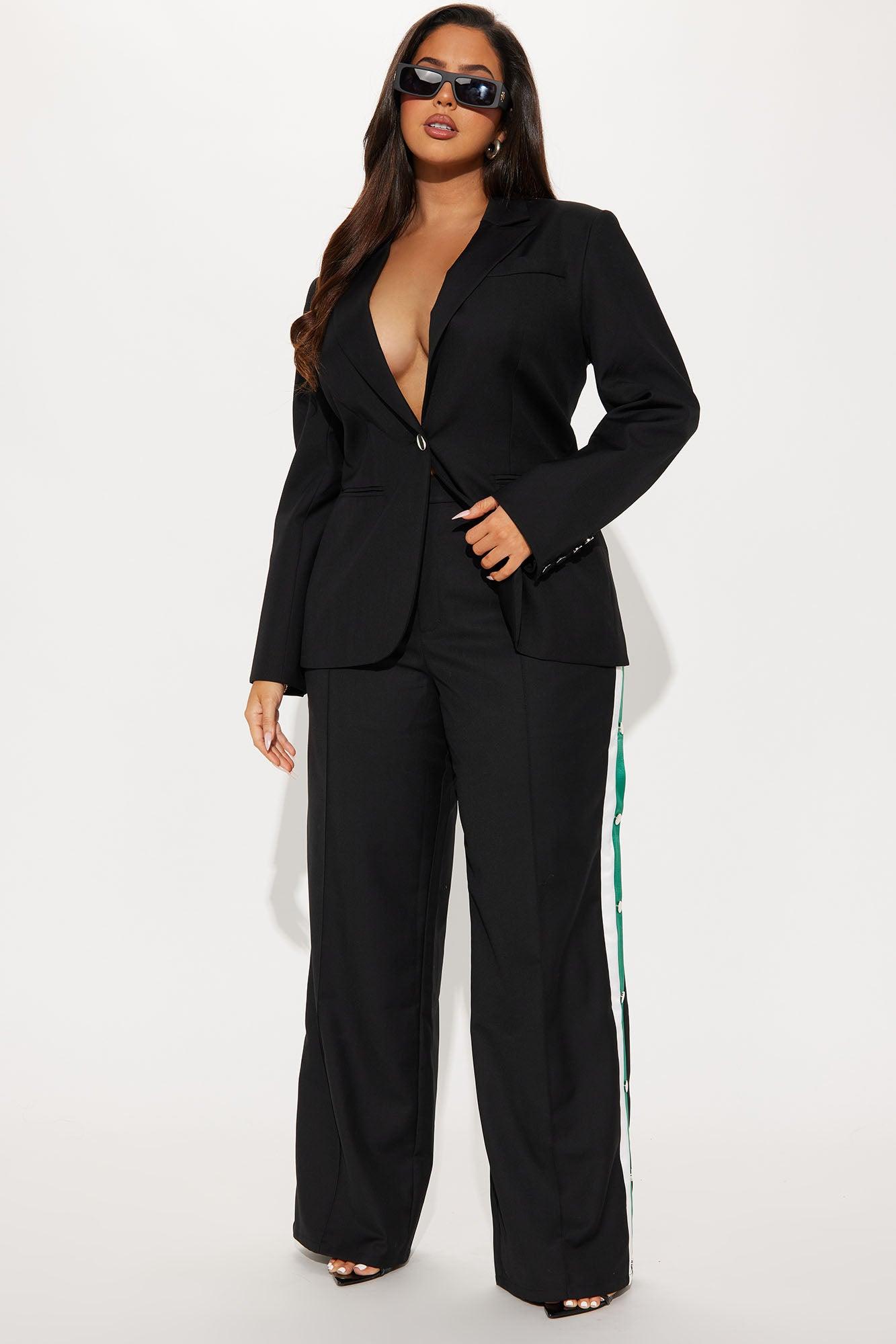 On A Deadline Blazer Pant Set - Black Product Image