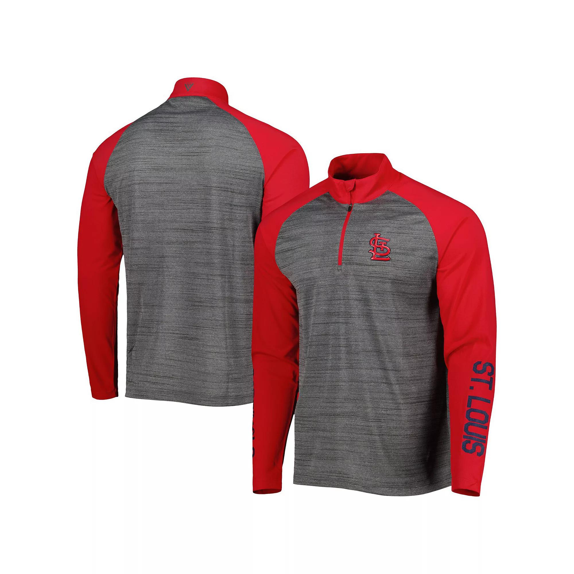 Men's Levelwear Heather Gray St. Louis Cardinals Vandal Raglan Quarter-Zip Top, Size: Small, Grey Product Image