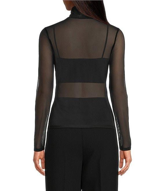 Gianni Bini Misha Mesh Long Sleeve Turtleneck Knit Top Product Image