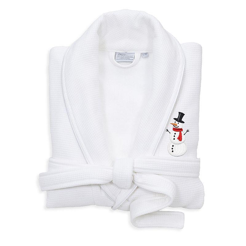 Linum Home Textiles Waffle Weave Terry Embroidered Snowman Bathrobe, Adult Unisex,  Product Image