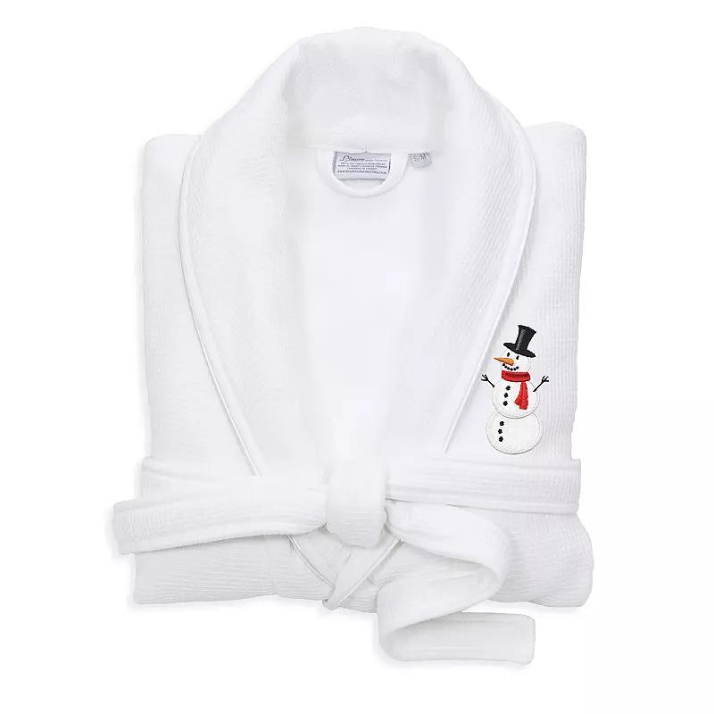 Linum Home Textiles Waffle Weave Terry Embroidered Snowman Bathrobe, Adult Unisex,  Product Image
