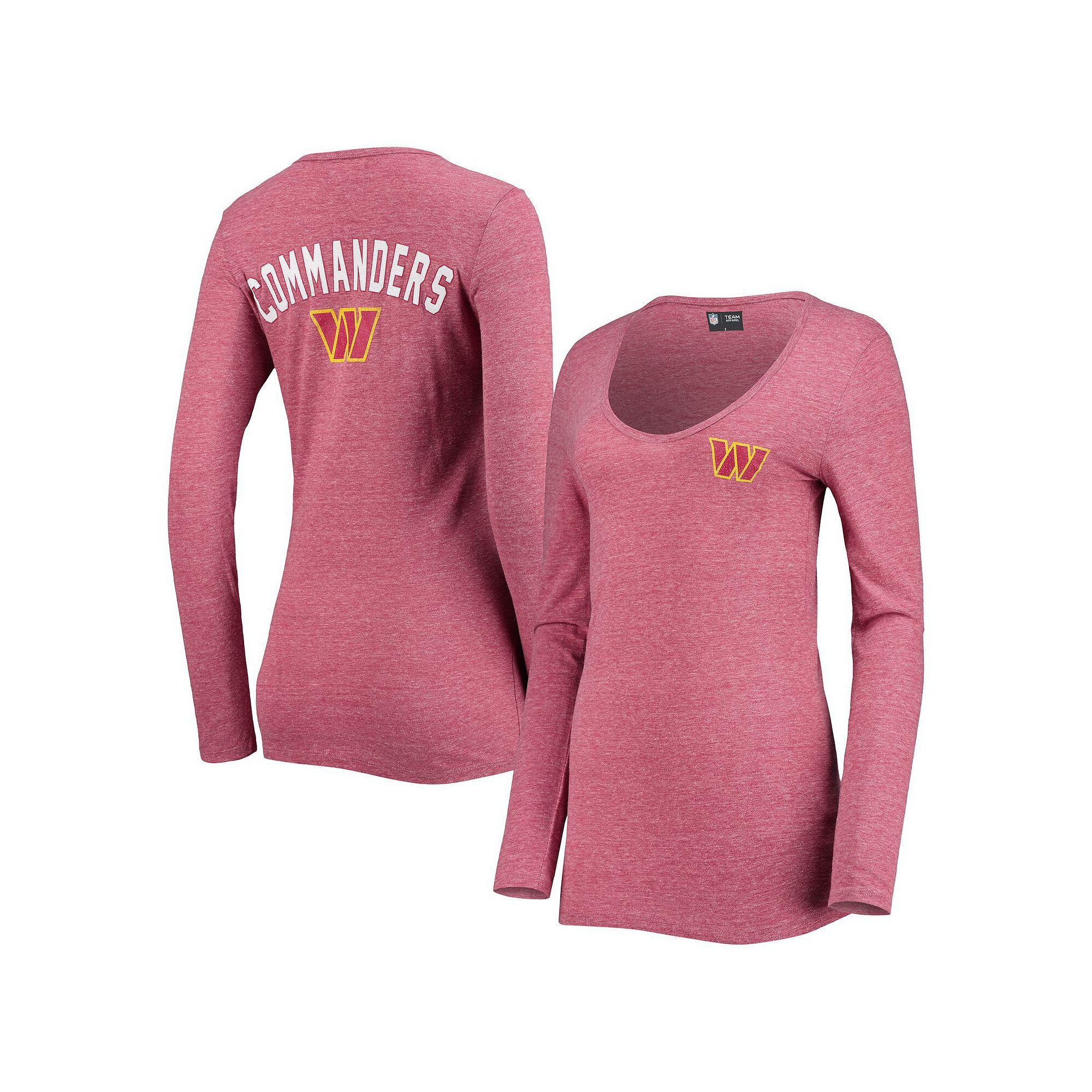 Women's New Era Burgundy Washington Commanders Scoop Neck Tri-Blend Long Sleeve T-Shirt,  Product Image