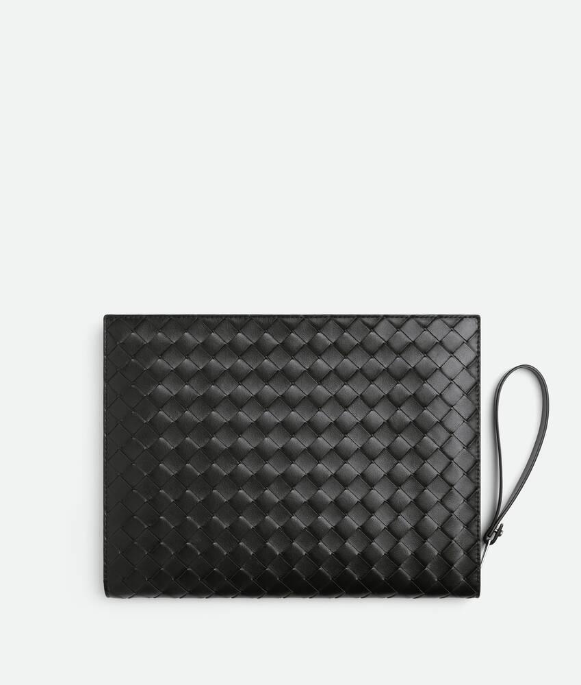 Men's Intrecciato Document Case With Wristlet in Black Product Image