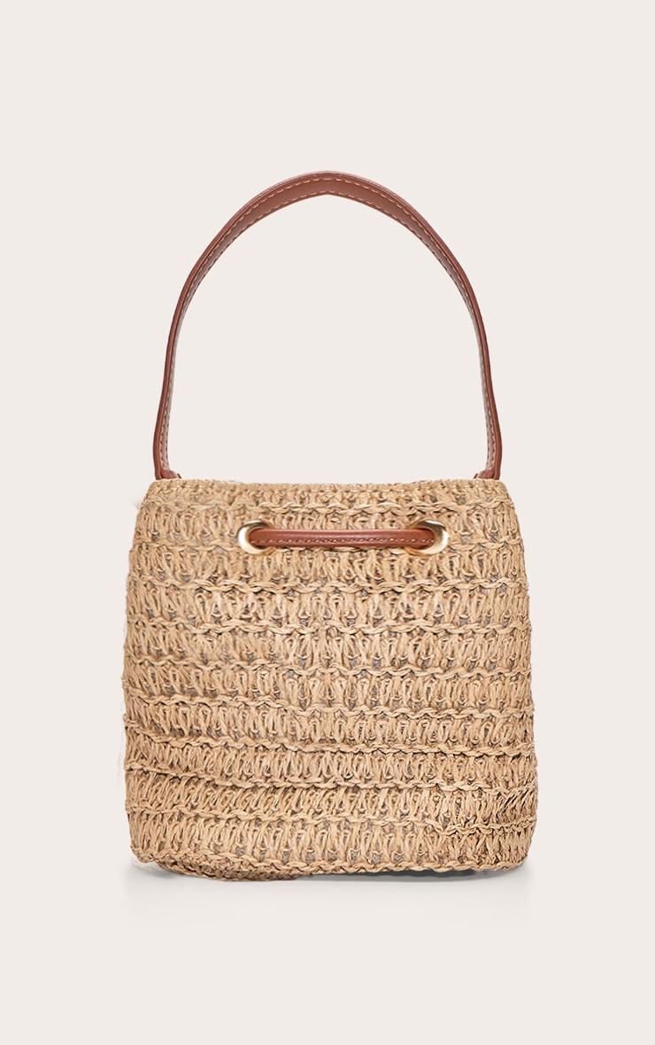 Natural Raffia Mini Drawstring Bucket Beach Bag Product Image