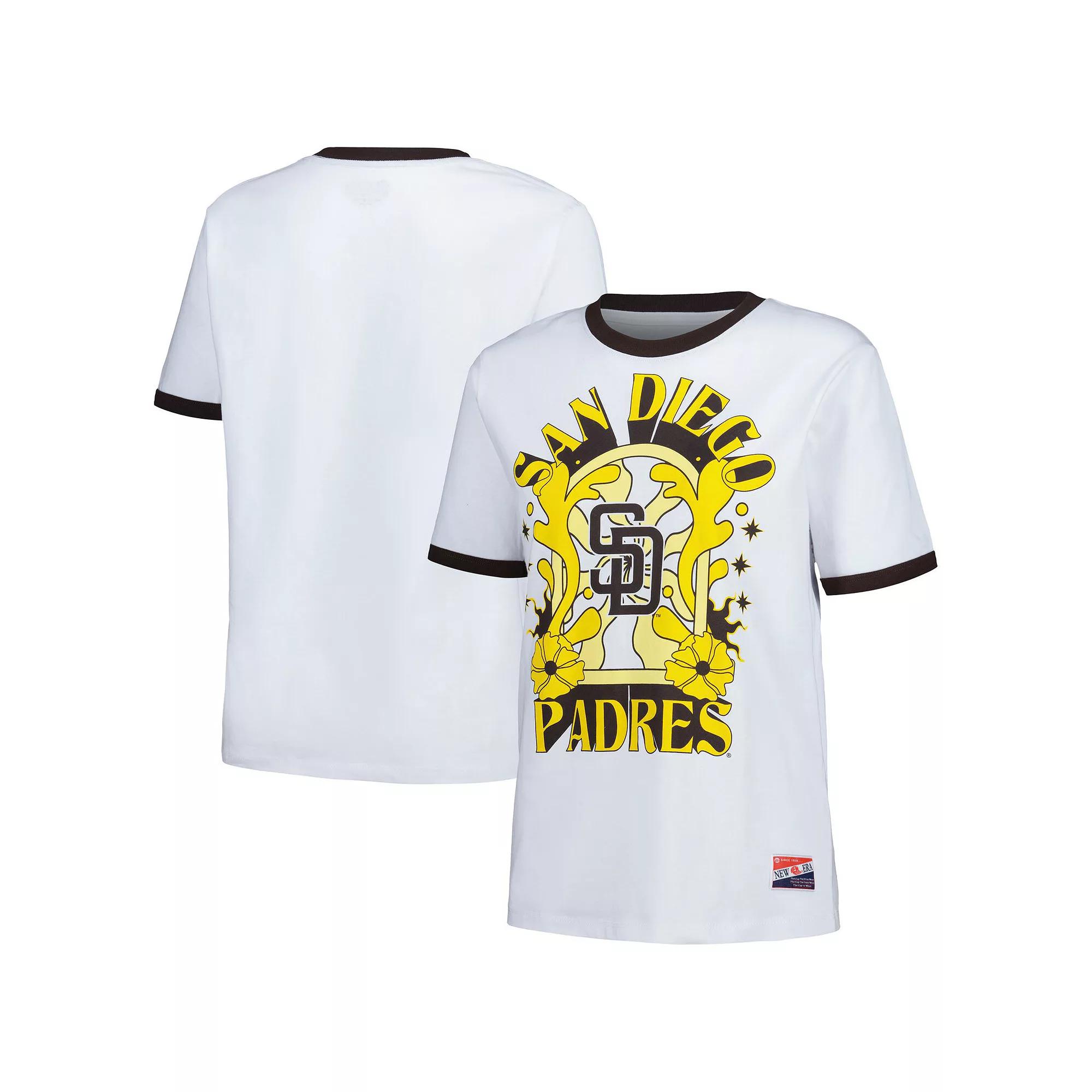 Women's New Era White San Diego Padres Oversized Ringer T-Shirt, Size: Medium Product Image