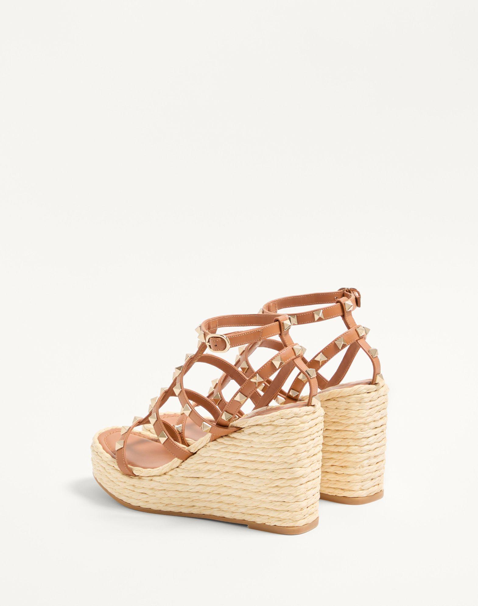 Rockstud Wedge Sandal With Calfskin Straps 95Mm Product Image