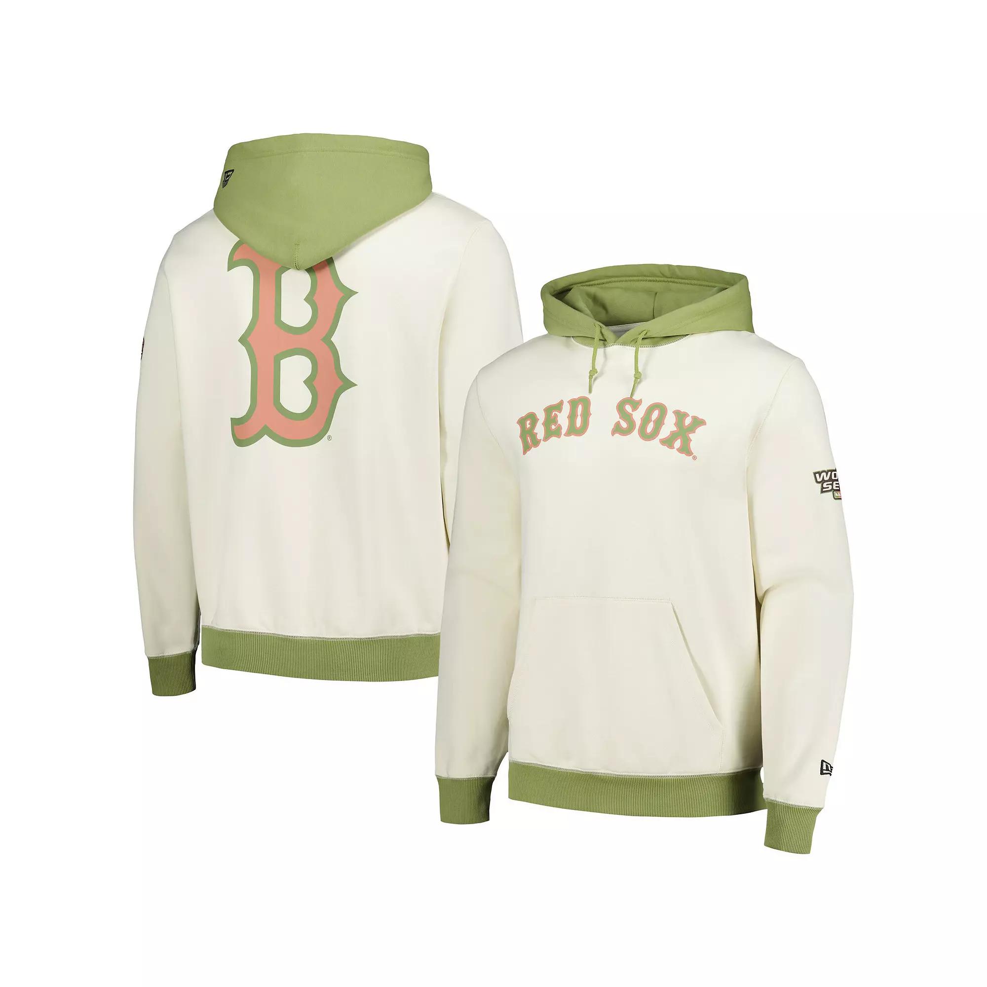 Men's New Era Cream/Green Boston Red Sox Color Pop Pullover Hoodie, Size: 2XL, Beige Product Image