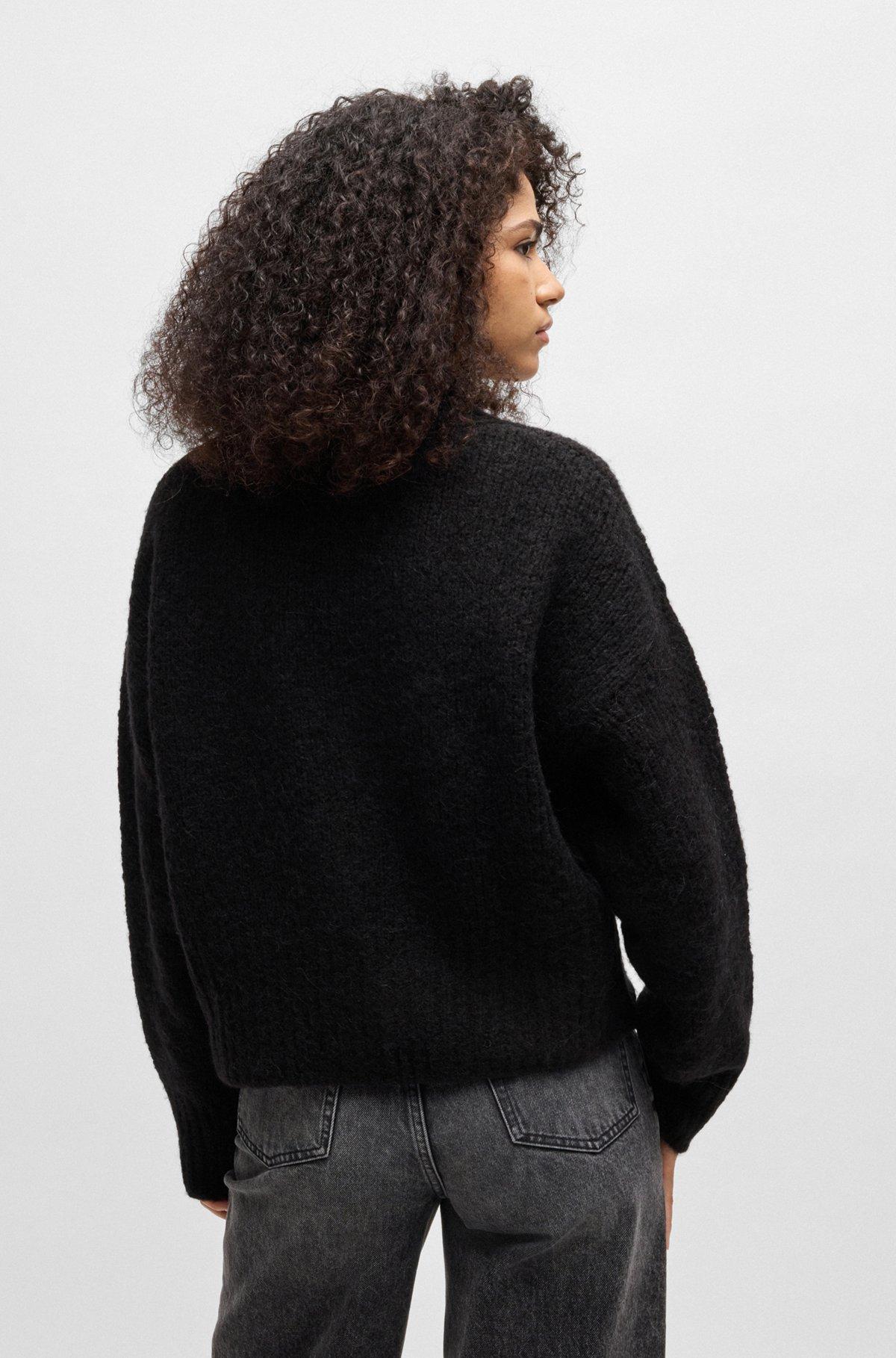 Oversize-fit cardigan with V neckline and cropped length Product Image
