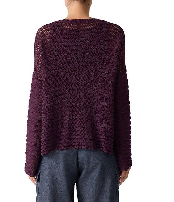 Eileen Fisher Organic Cotton Knit Crew Neck Long Sleeve Sweater Product Image