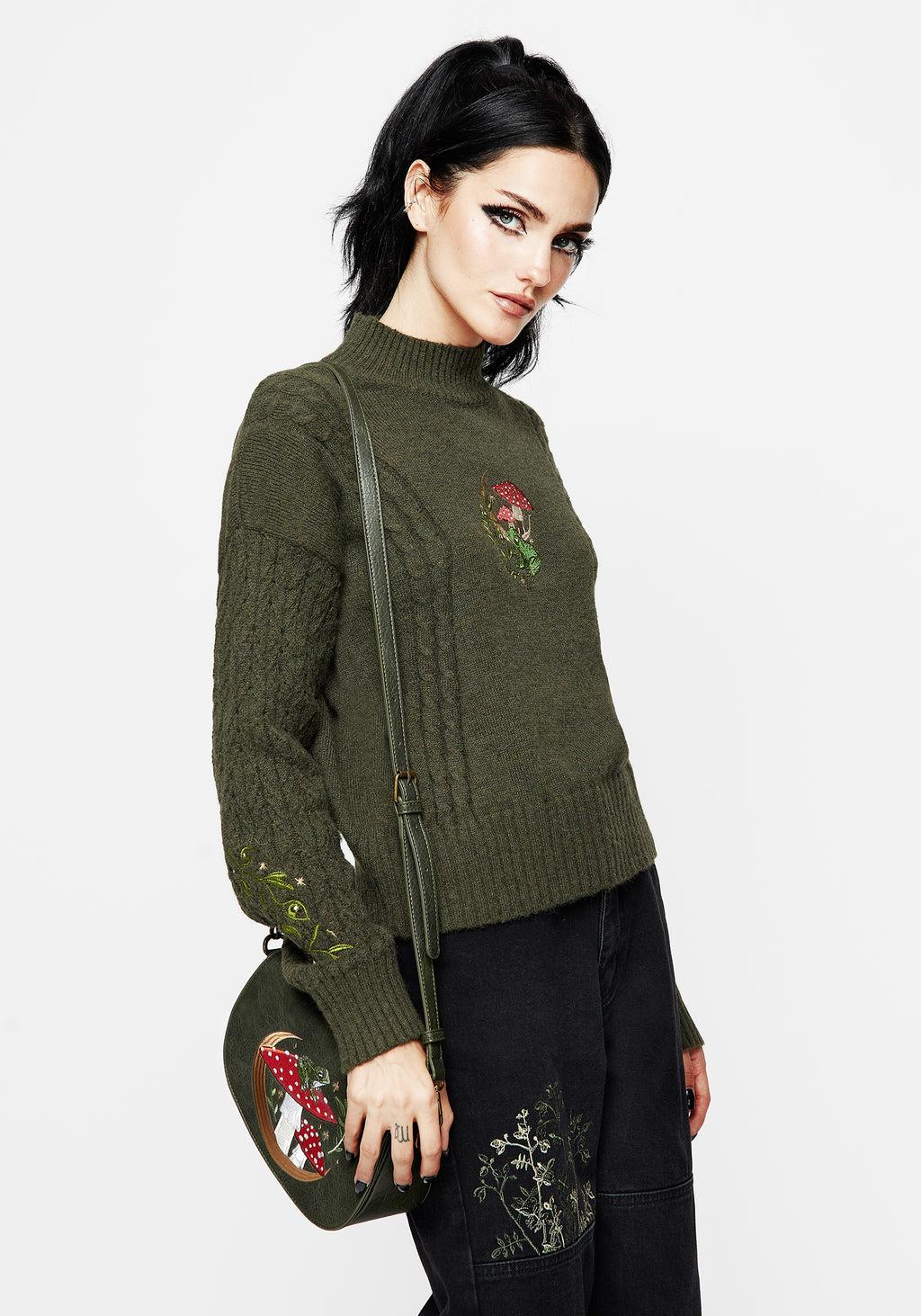 Swamplife Embroidered Cable Knit Relaxed Sweater Product Image