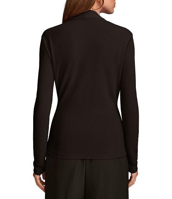 Donna Karan Gold Hardware Wrap Front V-Neck Long Sleeve Top Product Image